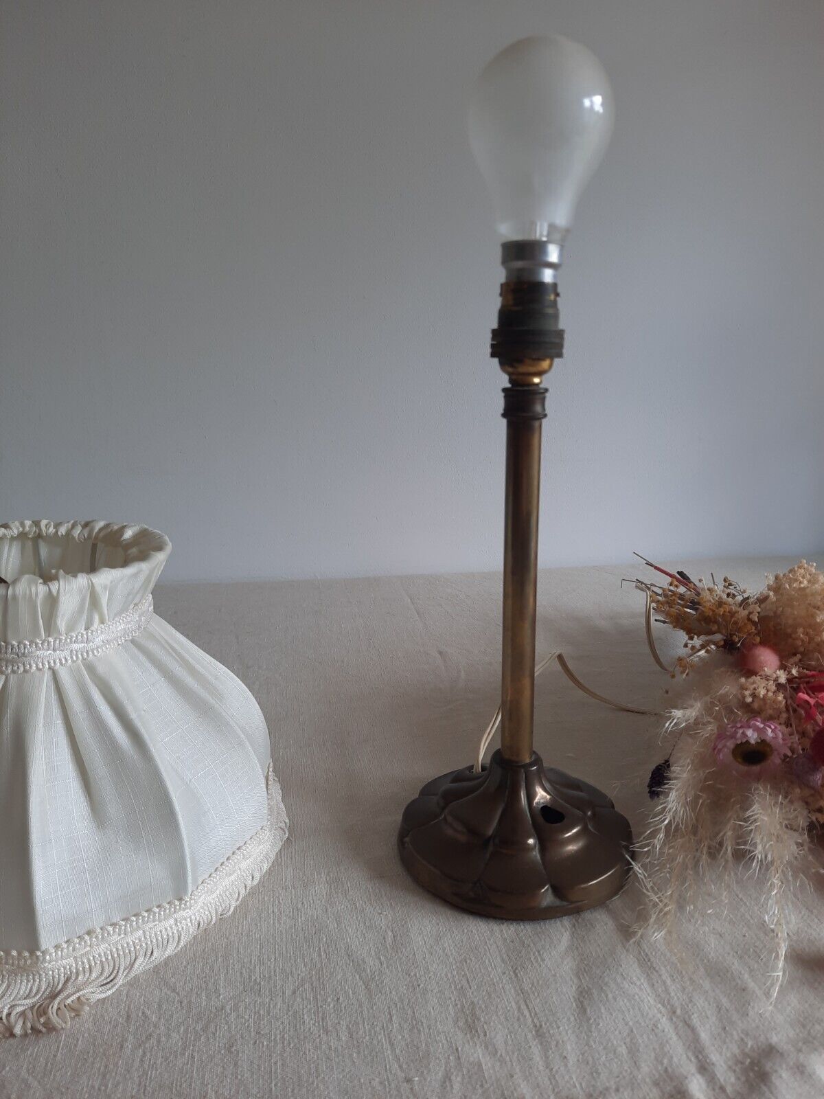 Antique Art Deco 1930s Metal Copper Brass vintage table lamp Rare Shade Genuine