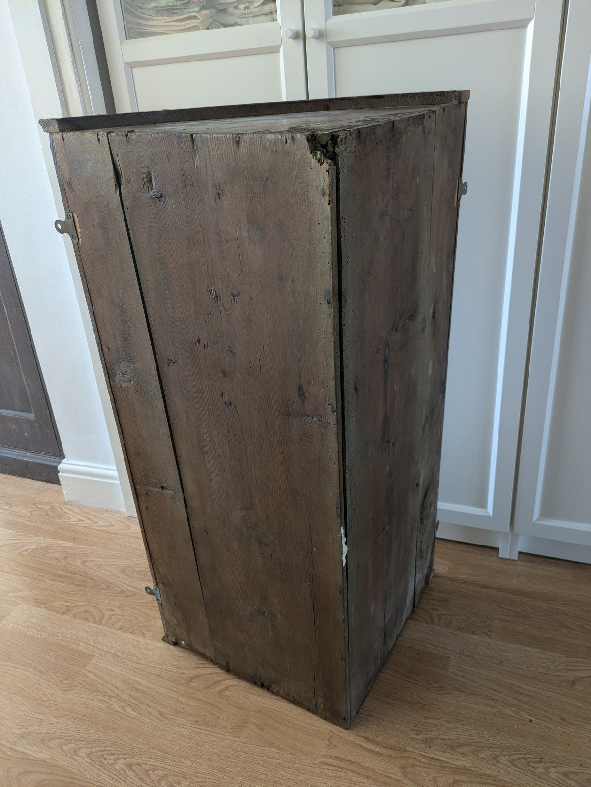 Antique Georgian Bow Fronted Wall Hanging Corner Cabinet Cupboard Shelves Wooden