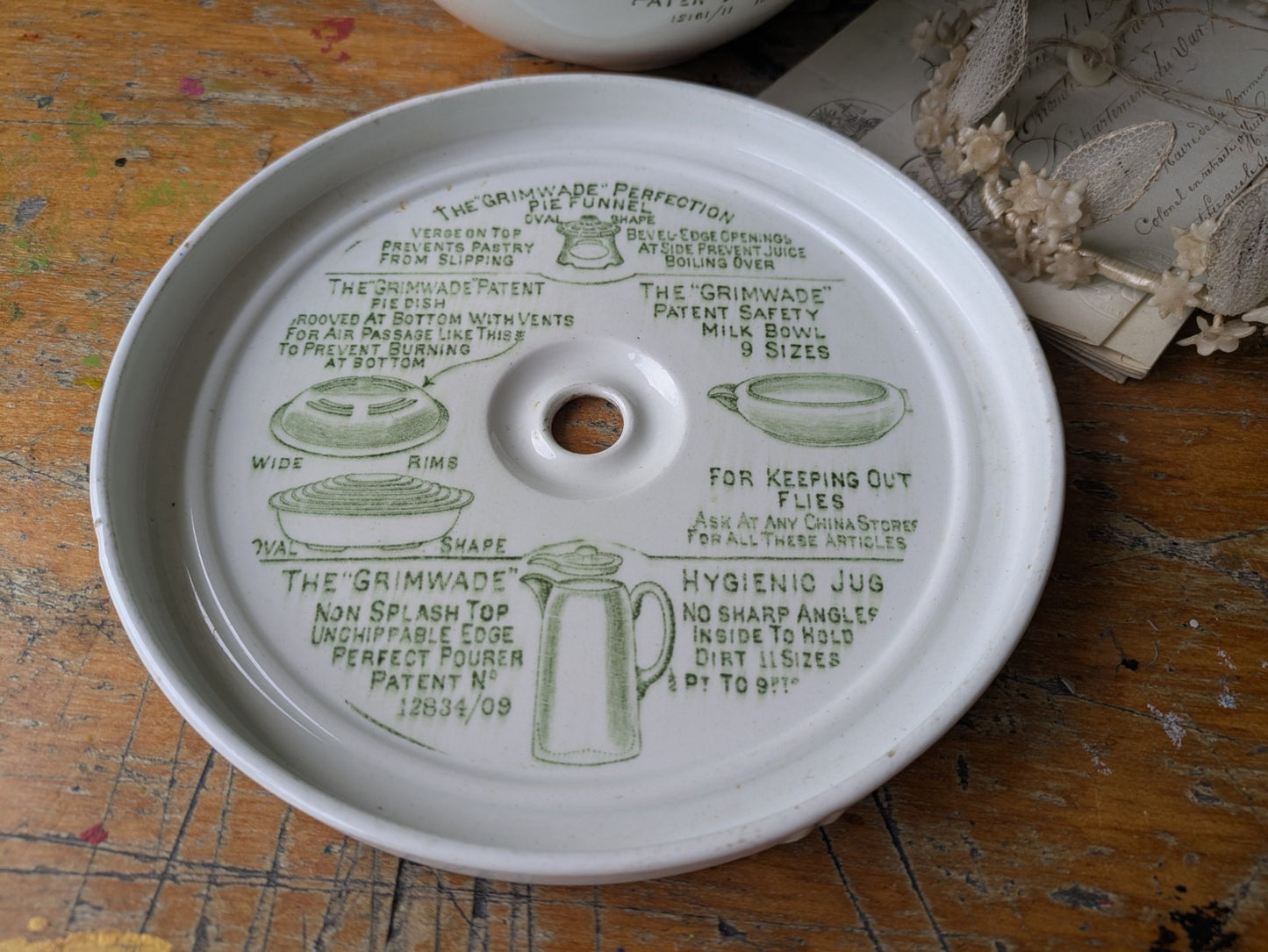 Antique Grimwade's Quick Cooker c 1911. Ironstone Bowl Steamer Vintage Prop Vgc