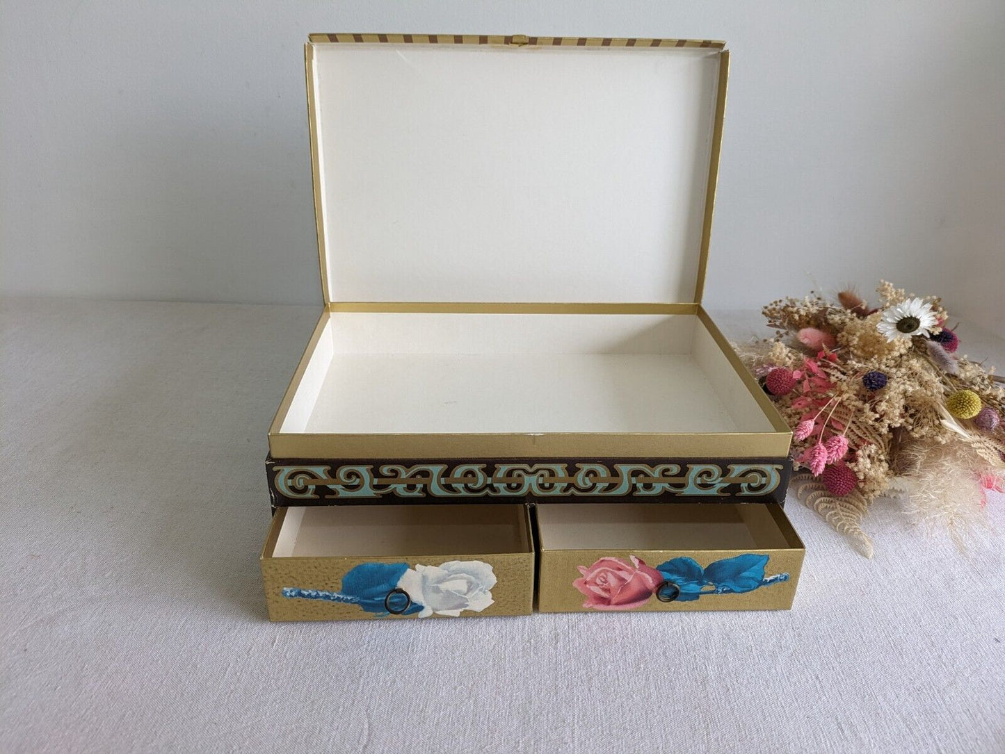 Vintage Chocolate Box Drawers To Store Jewelery Sewing Buttons Craft Cardboard