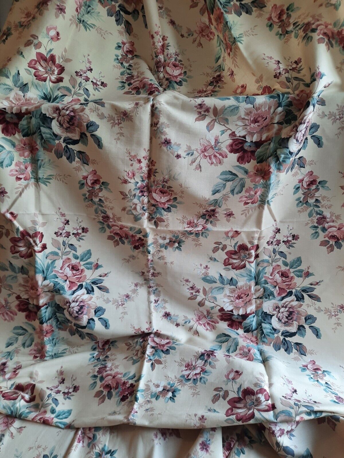 Vintage Crowson Fabric Rose Print “Clevedon” Linen Floral Material 138cm X 352cm
