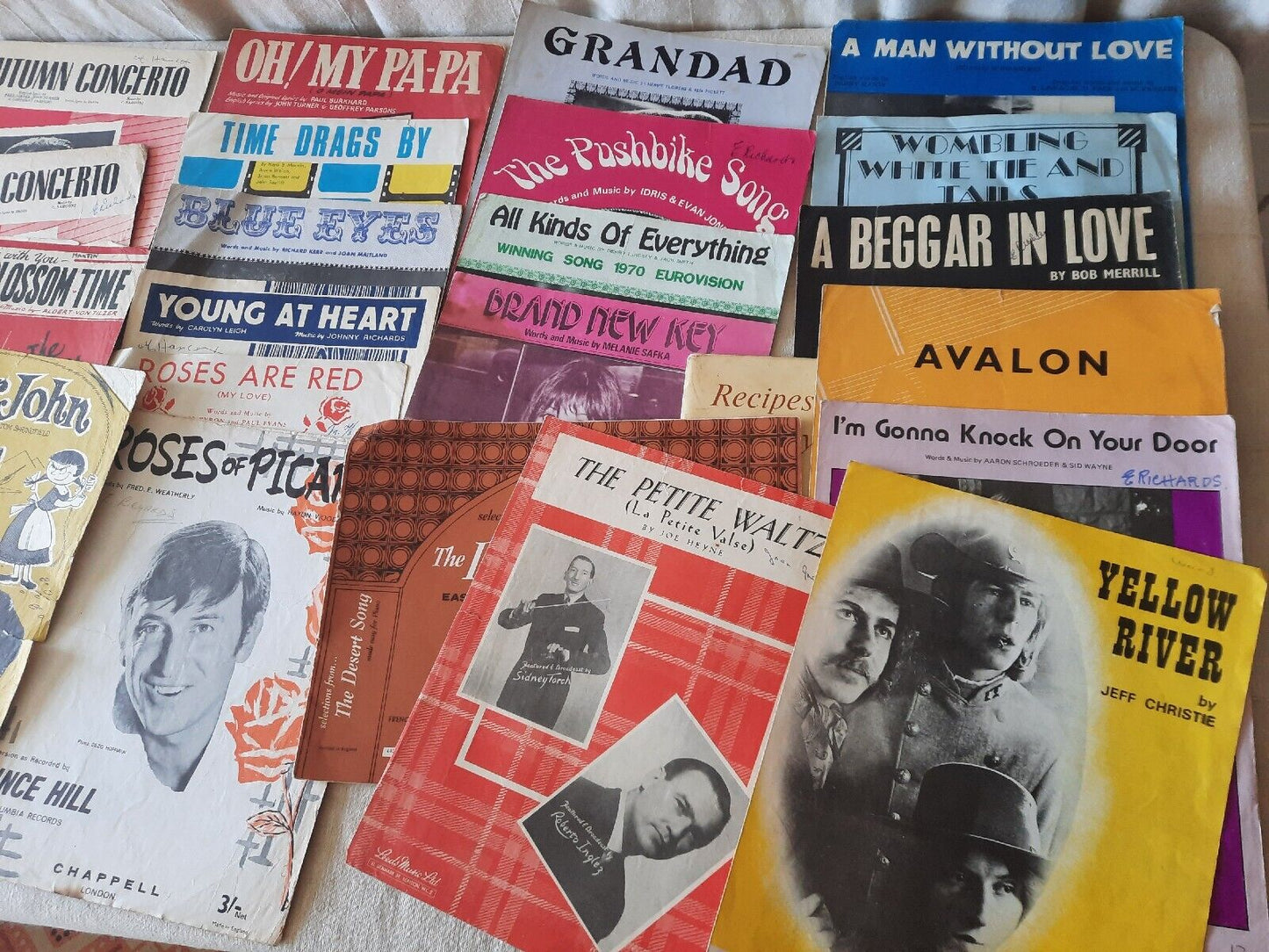 Vintage Lot Piano Sheet Music Manuscript Classic Papers Retro Mixed Rare Antique