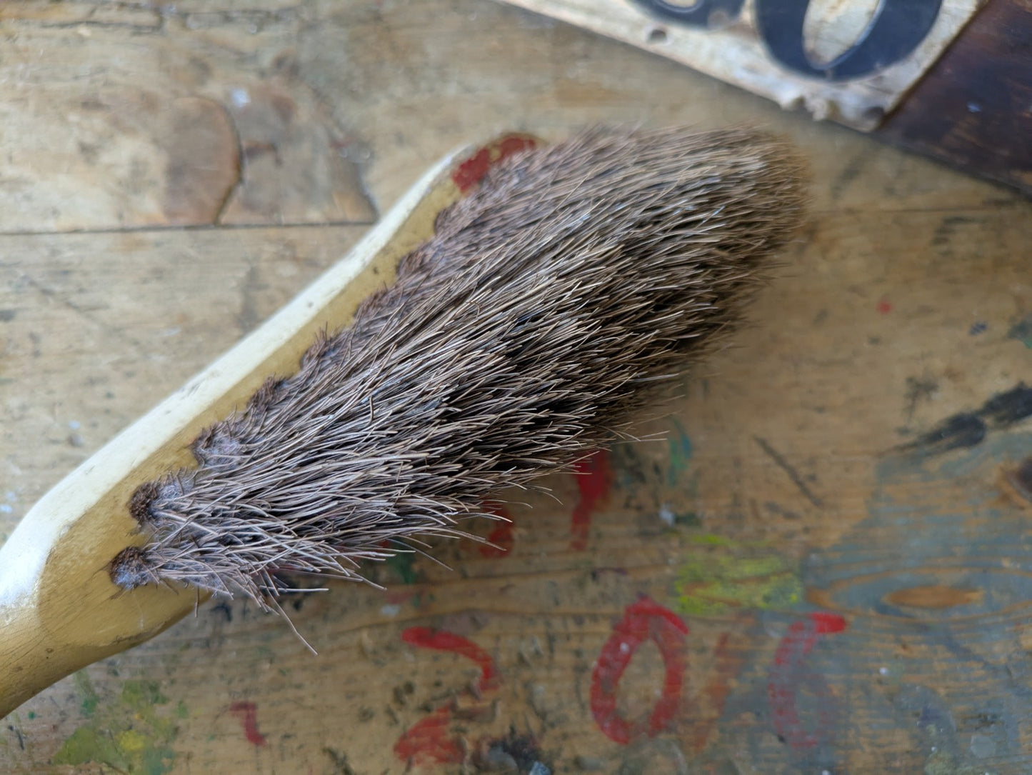 Antique Early Cleaning BRUSH Large Kitchen Pantry Horse Hair Hanging Prop Decor