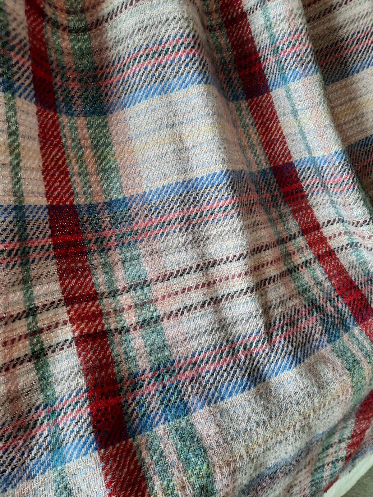 TWEEDMILL 100% Wool Sofa Throw Bed Blanket CHEQUERED CHECK RED BLUE RUG PICNIC