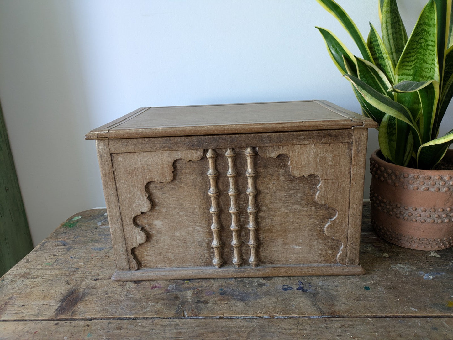 Antique Collectors Box Wood Victorian Small Chest Trunk Vtg Pine Ottoman Storage