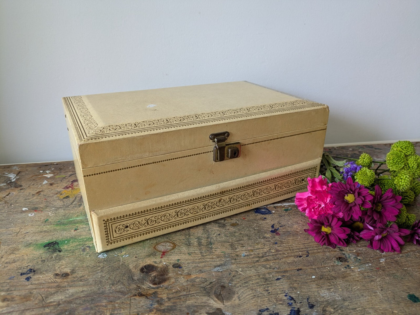 Vintage MELE 3 Tier Jewellery Box Faux Leather Made in U.S.A 1950s Red Velvet