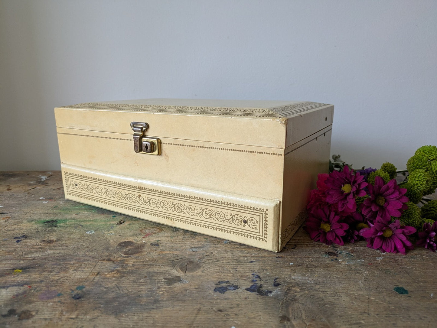 Vintage MELE 3 Tier Jewellery Box Faux Leather Made in U.S.A 1950s Red Velvet