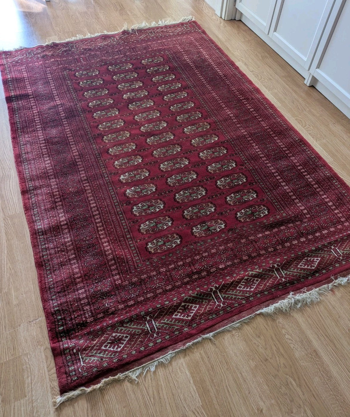 Red Vintage Bokhara Tribal Rug Handmade Afghan Turkmen Mori Gol Oriental Rug Vgc