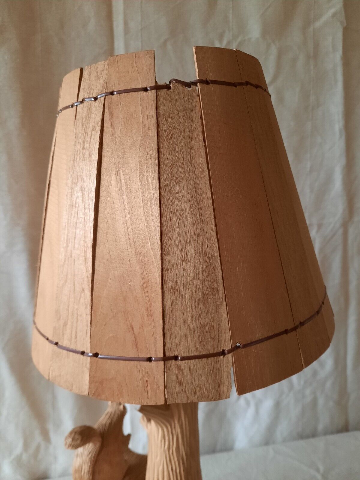 Vintage Folk Art R Lond Carved Wood Lamp MCM Kitsch Retro mid century working