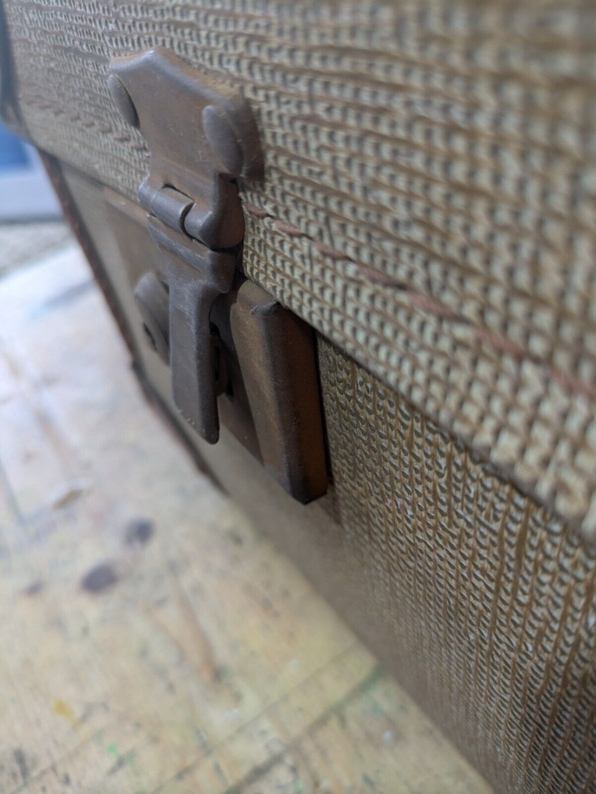 1950s Vintage Retro Travair Lightweight Suitcase luggage Case Prop Two Tone Film