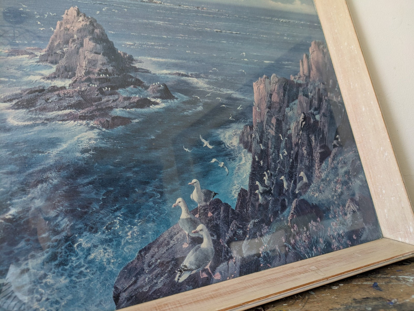 Vintage 1960s Print of "Armed Knight" Painting by Vernon Ward Retro Seascape Vgc