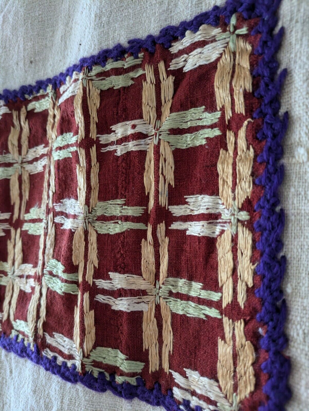 Large Old Ecclesiastical Christian Church Banner Embroidered Punjabi Batala Folk