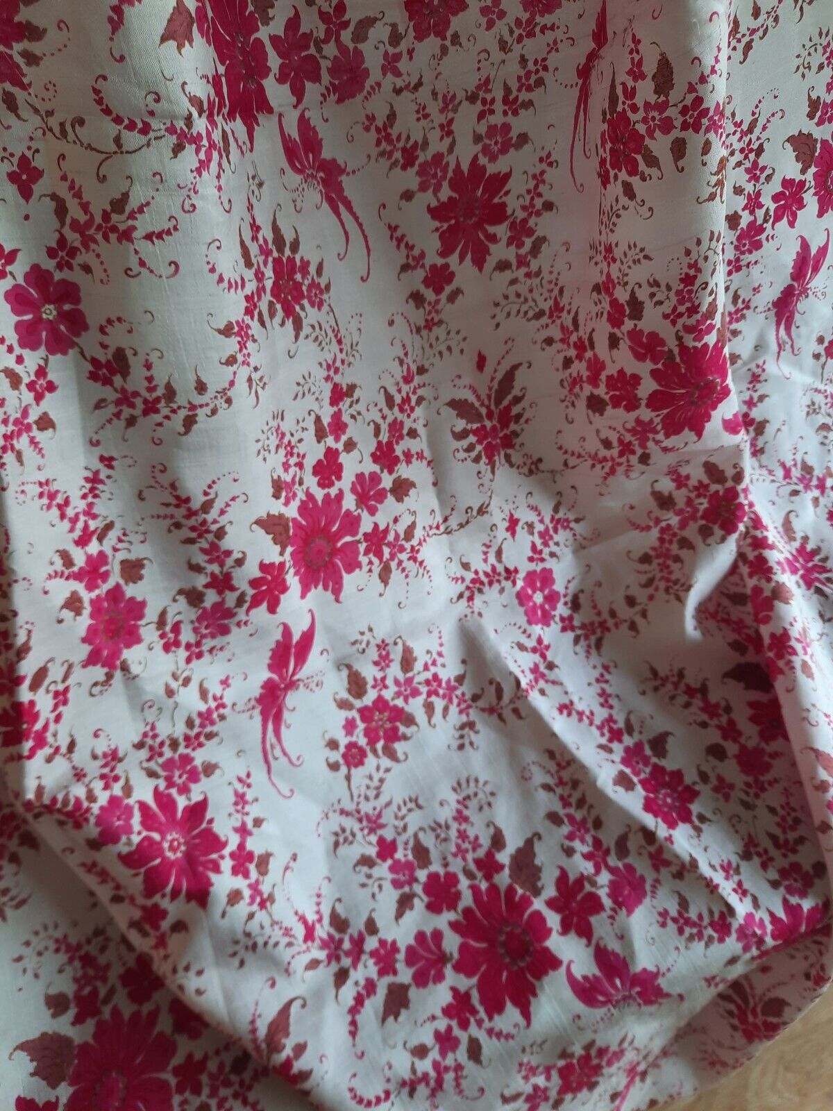 Rare vintage thai silk hand woven Pink Floral 95cm X 180cm Craft Fabric Material