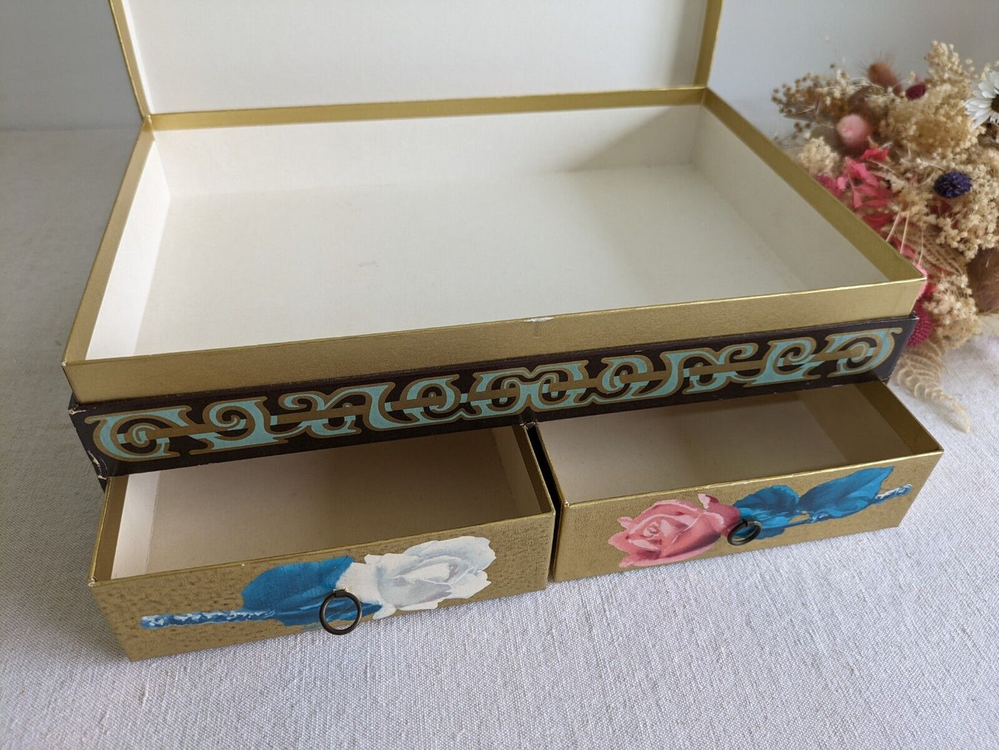 Vintage Chocolate Box Drawers To Store Jewelery Sewing Buttons Craft Cardboard
