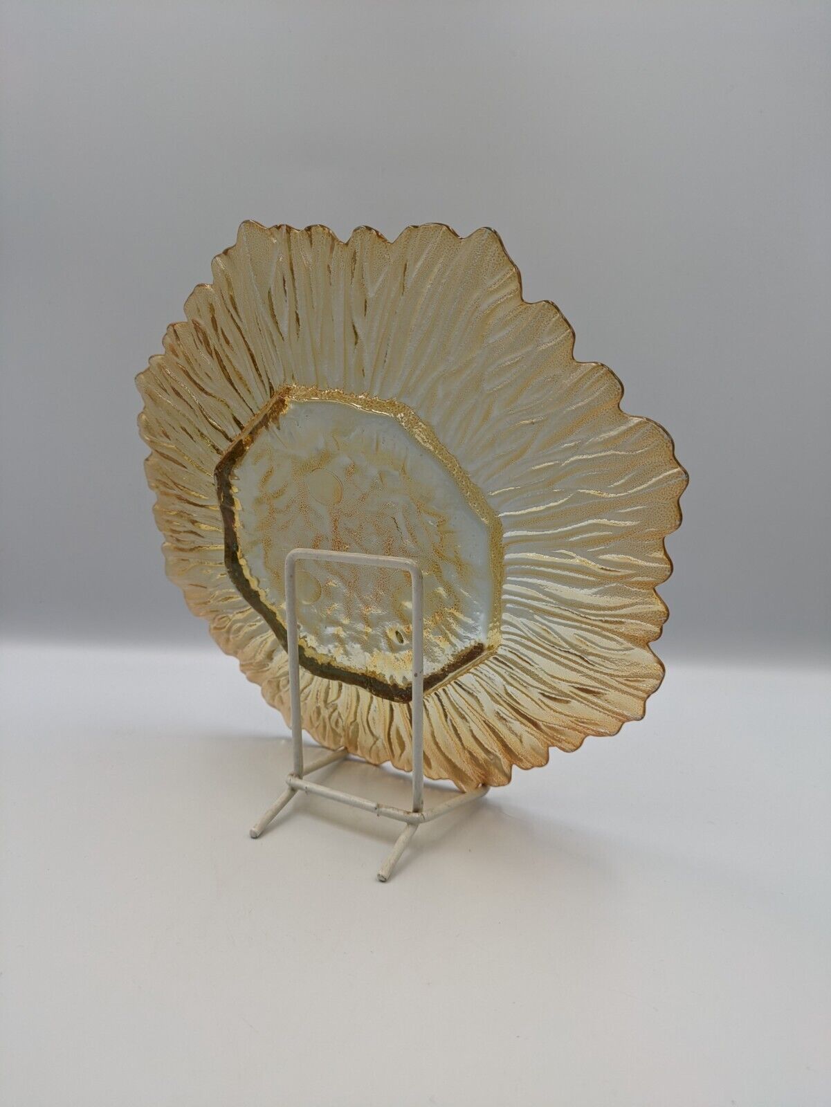 Vintage Anchor Hocking Style Sunflower Salad Plate in Amber Glass Retro Vgc Rare