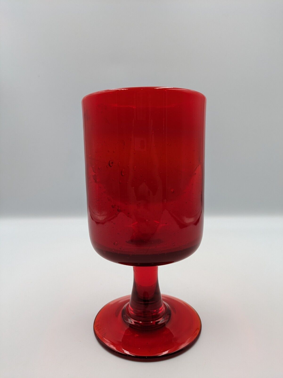 Vtg Erik Höglund Boda Red Glass Goblet Wine Glass Cocktail Retro 60s MCM Sweden