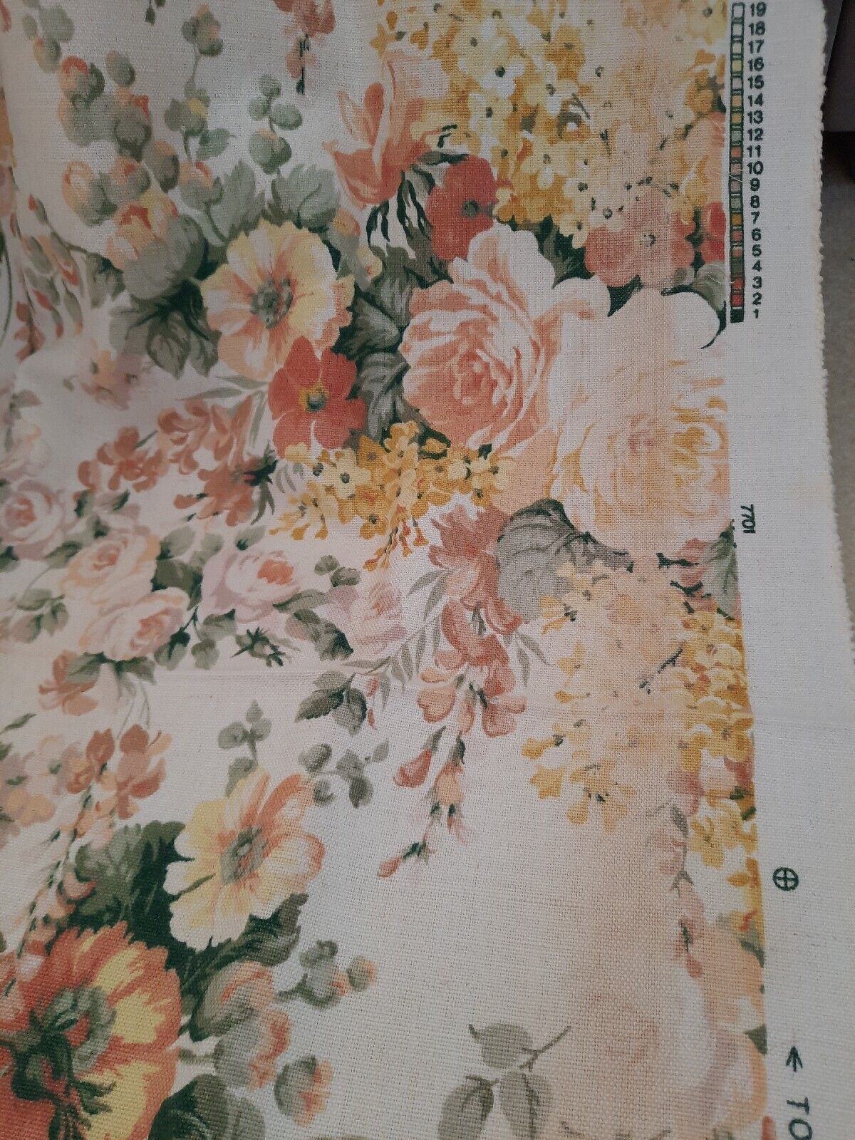 SANDERSON “HIGH SUMMER’ VINTAGE CURTAIN / FURNISHING FABRIC 2.75Mts Cabbage Rose