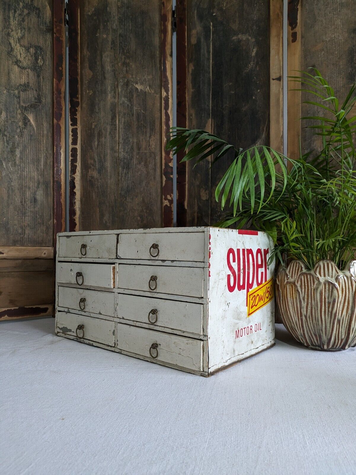 vintage Rustic Drawer office Motor Car drawers table desk top index Work Garage