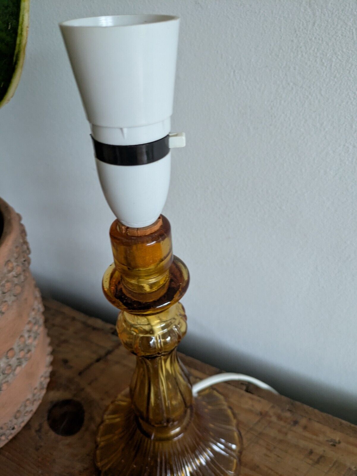 Italian Glass Amber MCM Lamp Vintage Empoli Style Italy Prop Retro Mid Century
