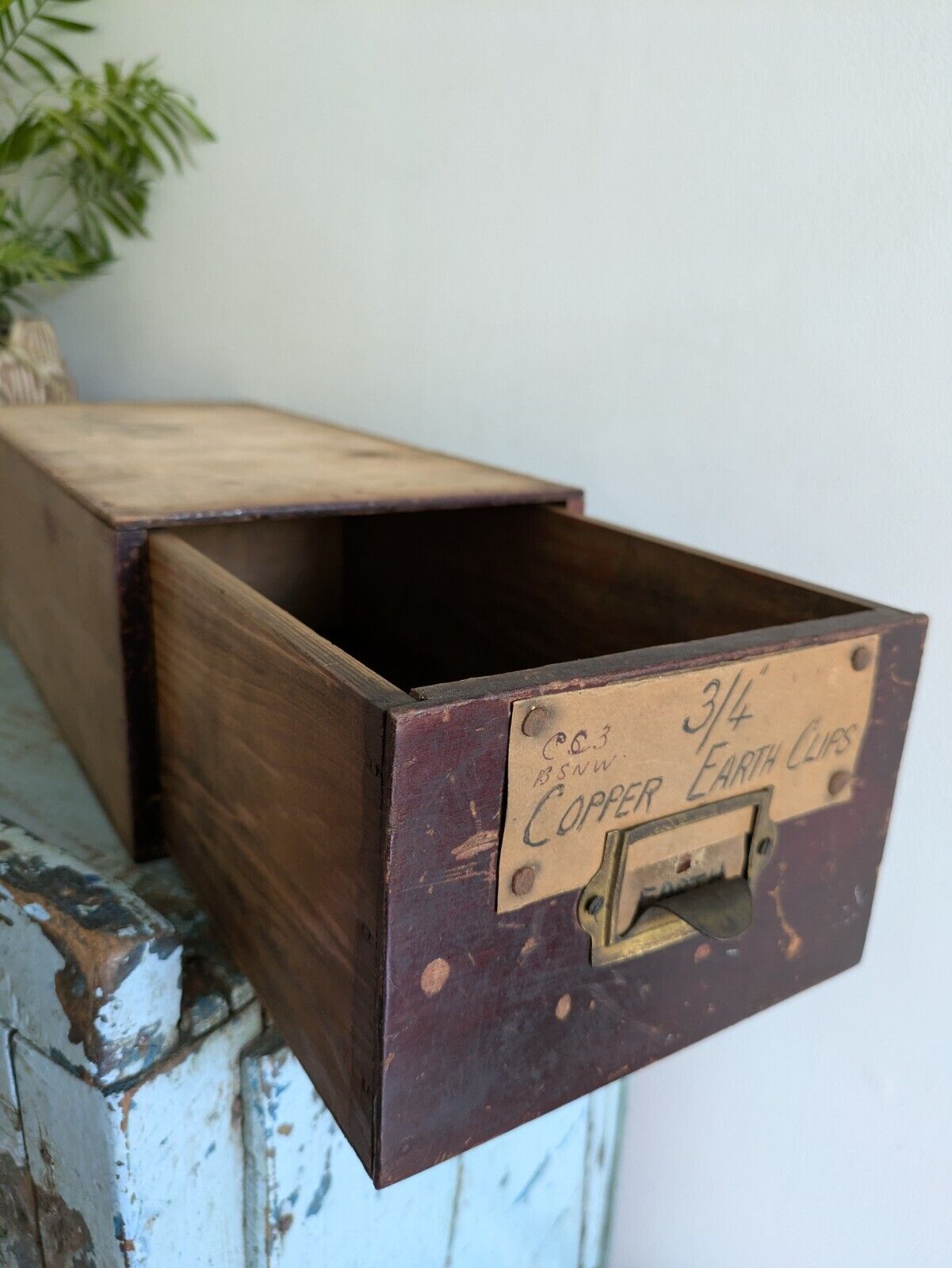 Vintage Wood Drawer Index Card File Library Cabinet Furniture Desk Storage Offic