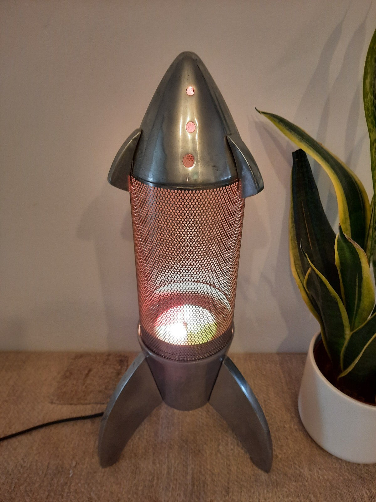 Vintage Retro Metal Space Rocket Lamp mesh Inspired from Neil Armstrong 1990s