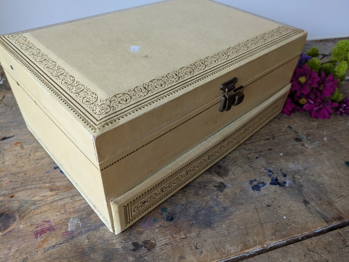 Vintage MELE 3 Tier Jewellery Box Faux Leather Made in U.S.A 1950s Red Velvet