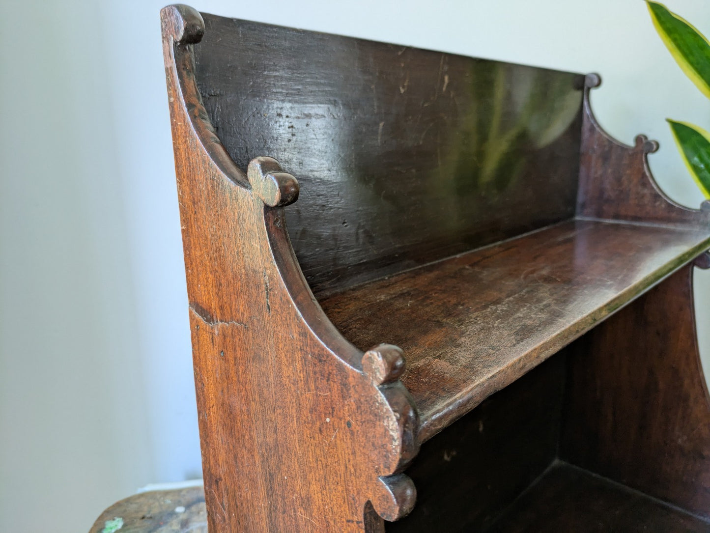 Antique English Oak Gothic Ecclesiastic Georgian Wall Shelf Shelves Waterfall