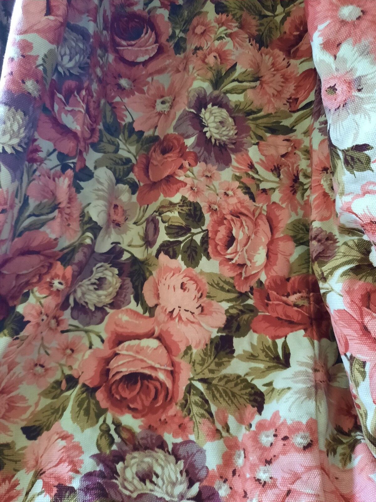 Vintage Boho Rose Floral Curtains Shabby Chic Linen W192cm D218cm floor Length