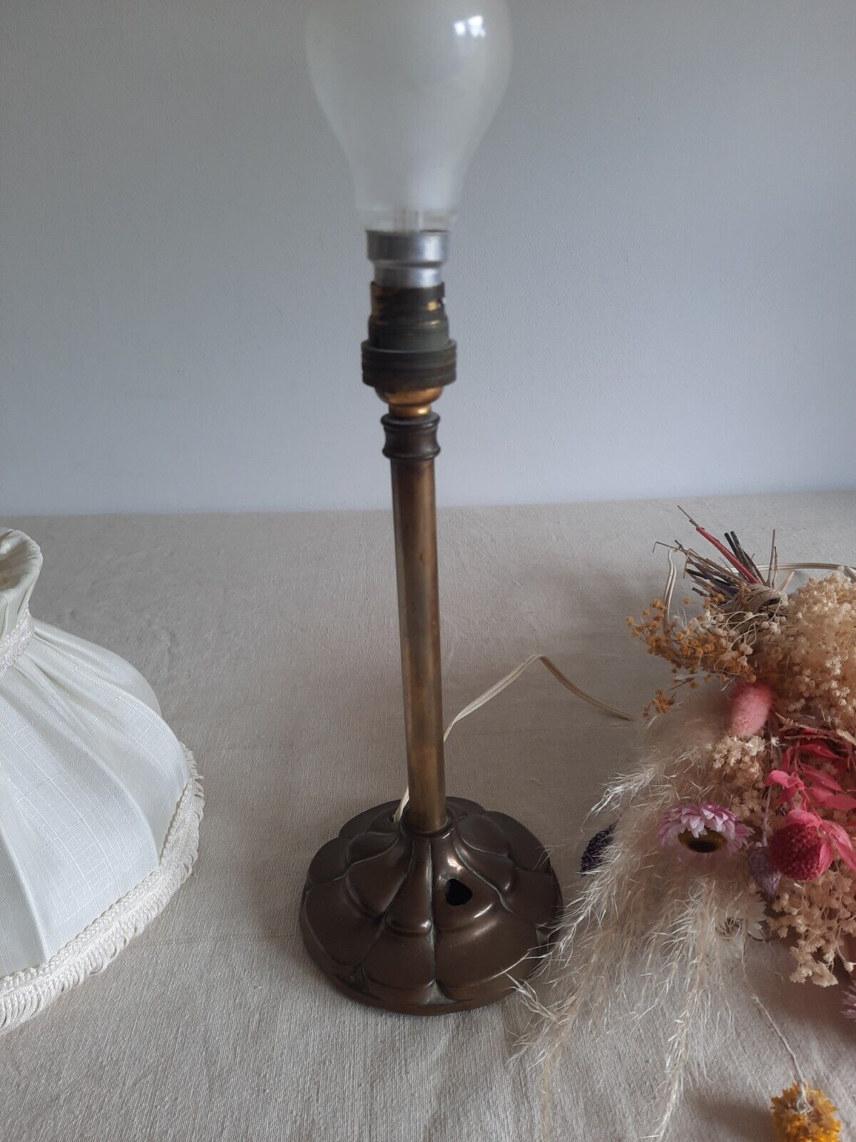 Antique Art Deco 1930s Metal Copper Brass vintage table lamp Rare Shade Genuine