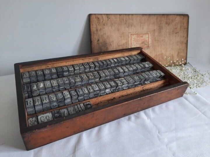 Boxed set Letterpress Printers Type Printing blocks complete numbers alphabet