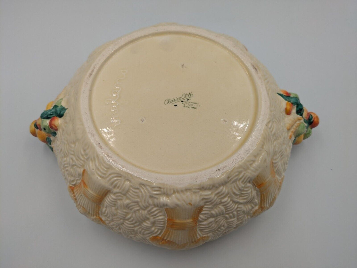 Large Rare Newport Pottery Clarice Cliff Celtic Harvest Salad Bowl Serving Antiq