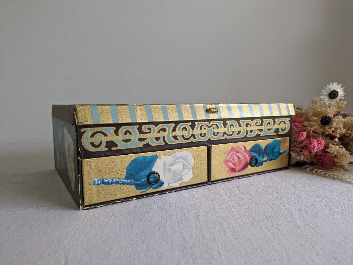 Vintage Chocolate Box Drawers To Store Jewelery Sewing Buttons Craft Cardboard