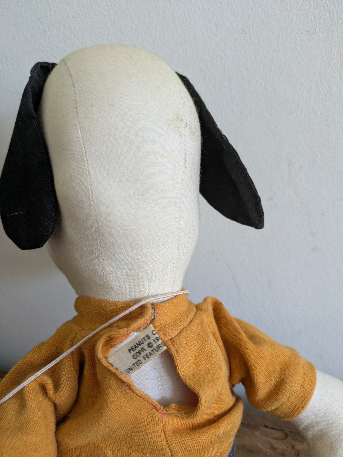 Rare Vintage 1960s Peanuts Snoopy Beige Jumper Sanforized Jeans Cloth Rag Doll L