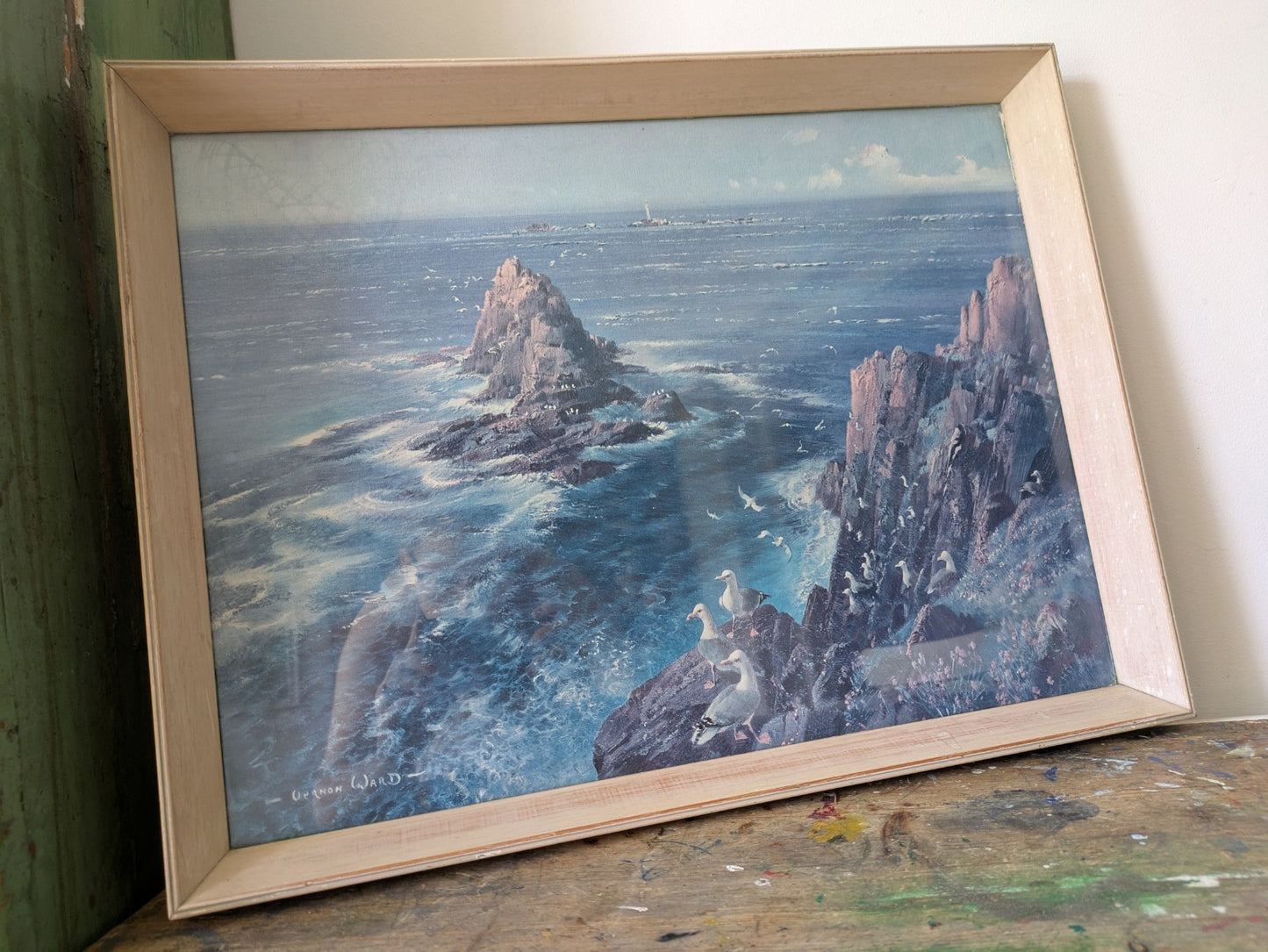 Vintage 1960s Print of "Armed Knight" Painting by Vernon Ward Retro Seascape Vgc