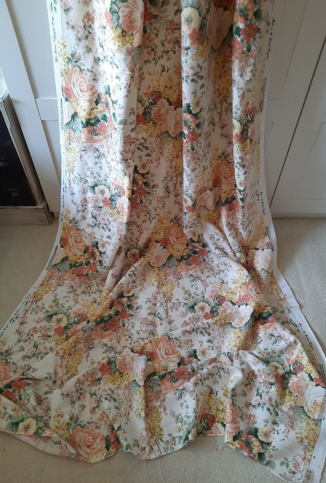 SANDERSON “HIGH SUMMER’ VINTAGE CURTAIN / FURNISHING FABRIC 2.75Mts Cabbage Rose