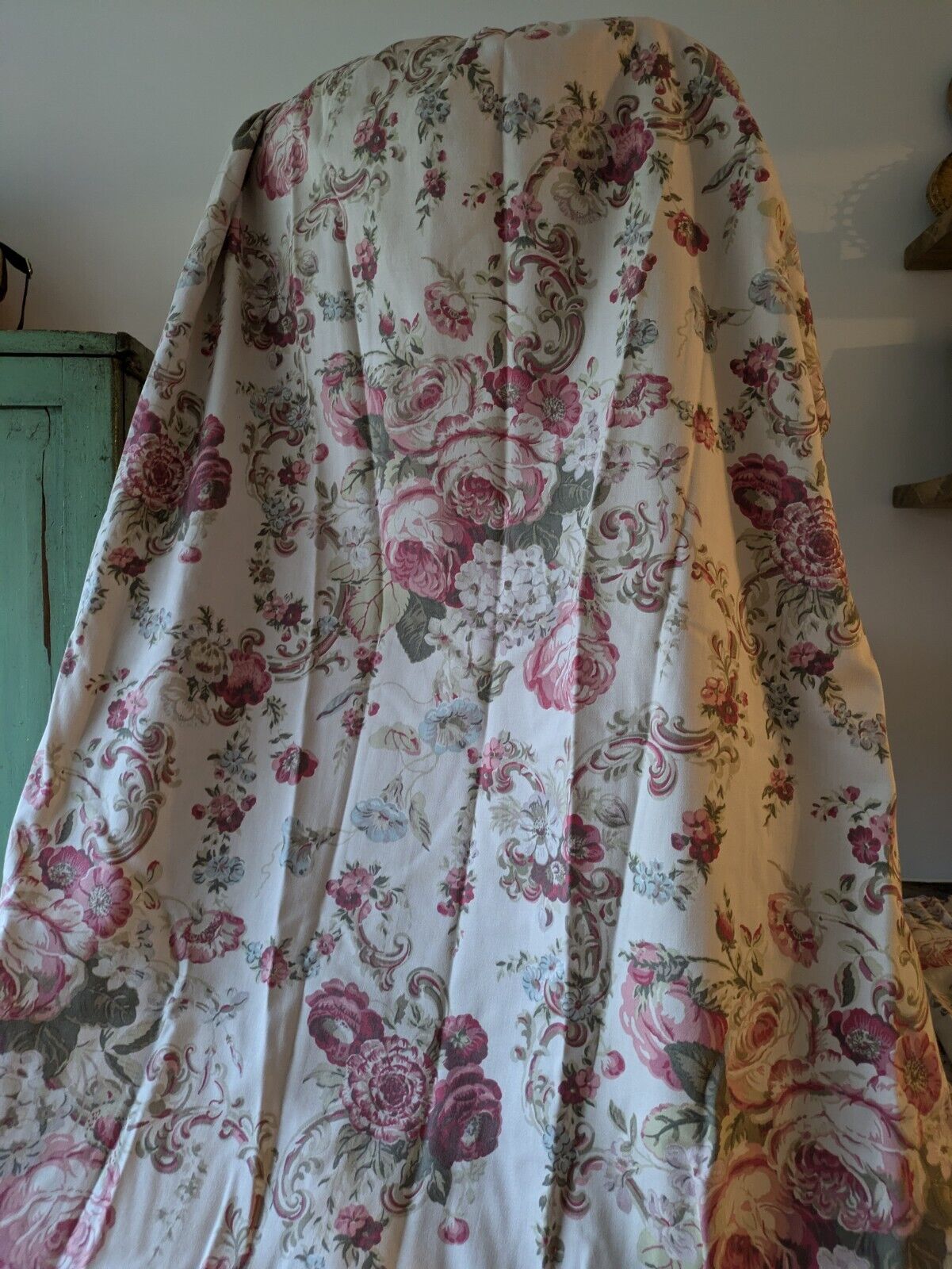 Laura Ashley Vintage Rose Scroll Curtains/Fabric W 162cm X D 134cm Floral Rare