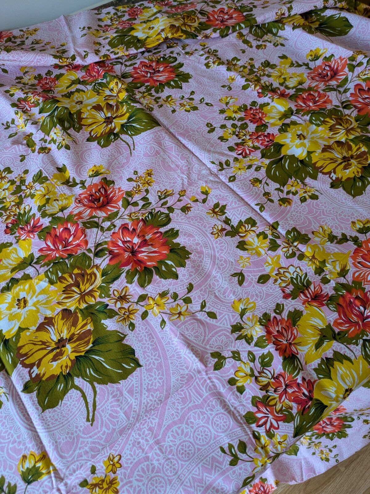 Vintage Style Pink Floral material cotton Fabric Rose 153x192cm Shabby Chic New