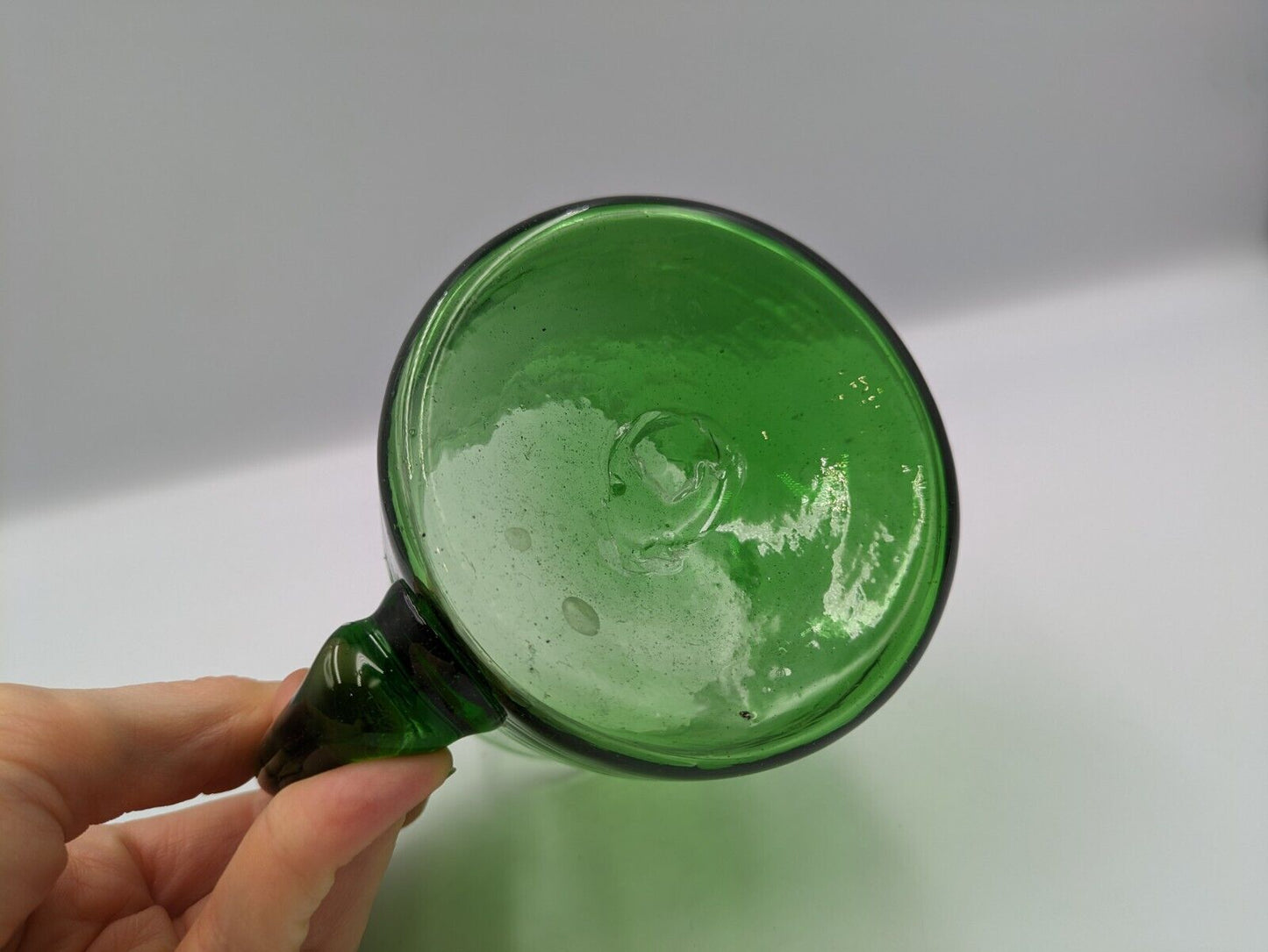 Boda Glass Sweden Erik Höglund Style Mug Green Bubble Glass Hand Blown Inverted