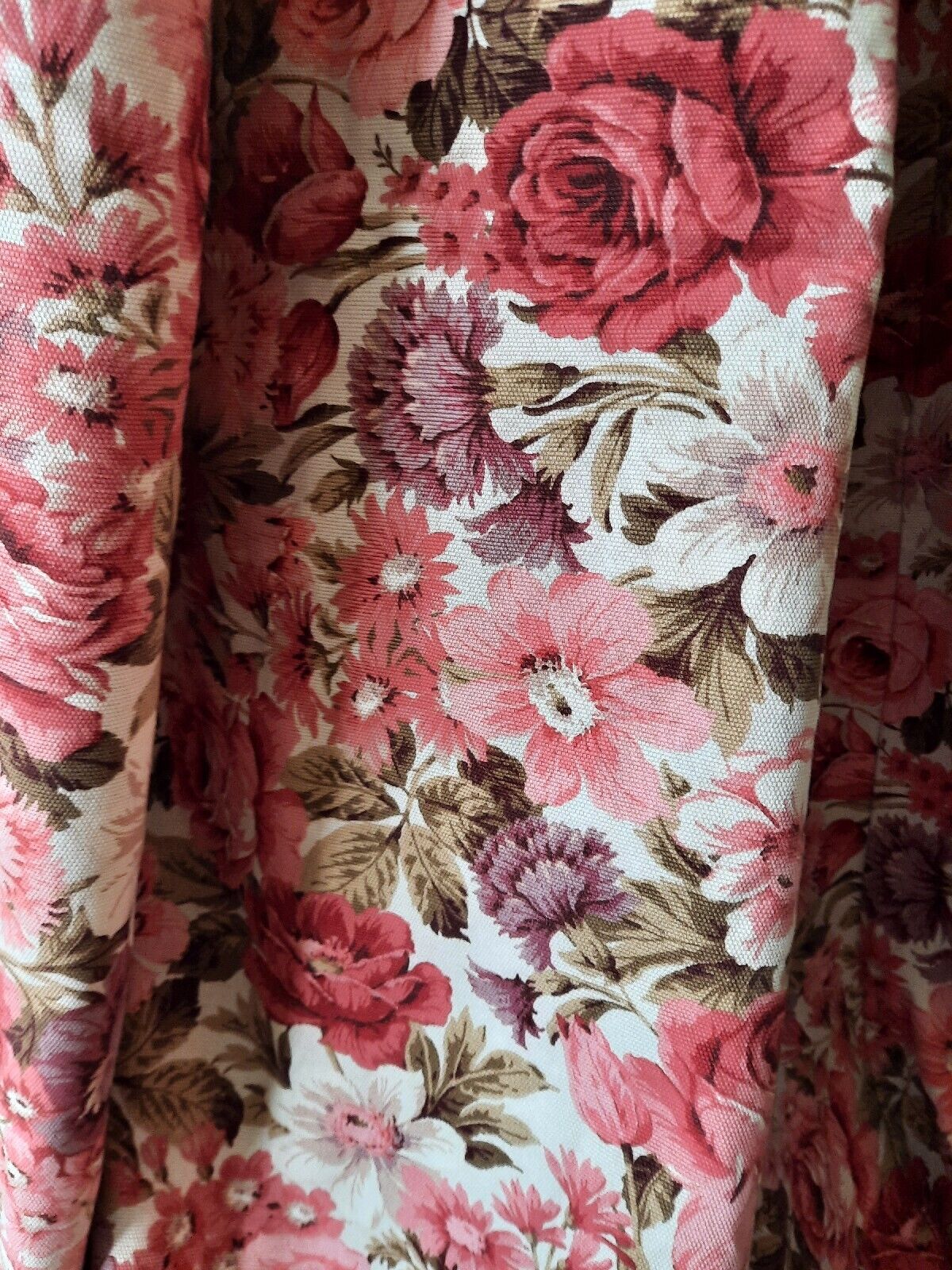 Vintage Boho Rose Floral Curtains Shabby Chic Linen W192cm D218cm floor Length