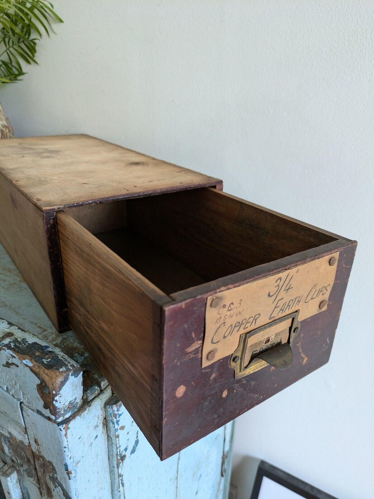 Vintage Wood Drawer Index Card File Library Cabinet Furniture Desk Storage Offic