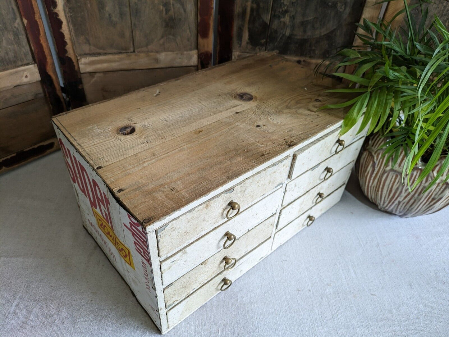 VTG Apothecary Drawer office Motor Car drawers table desk top index Work Garage