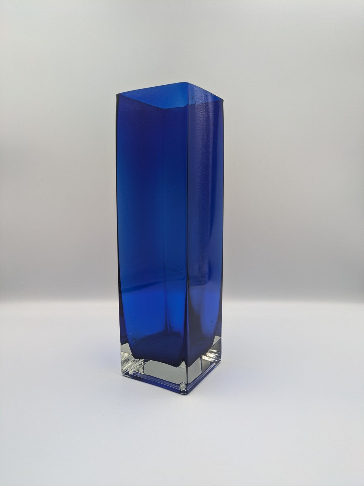 1970s Czech Bohemian Sommerso Cobalt Blue Vase by Petr Hora Square Retro Mid Cen