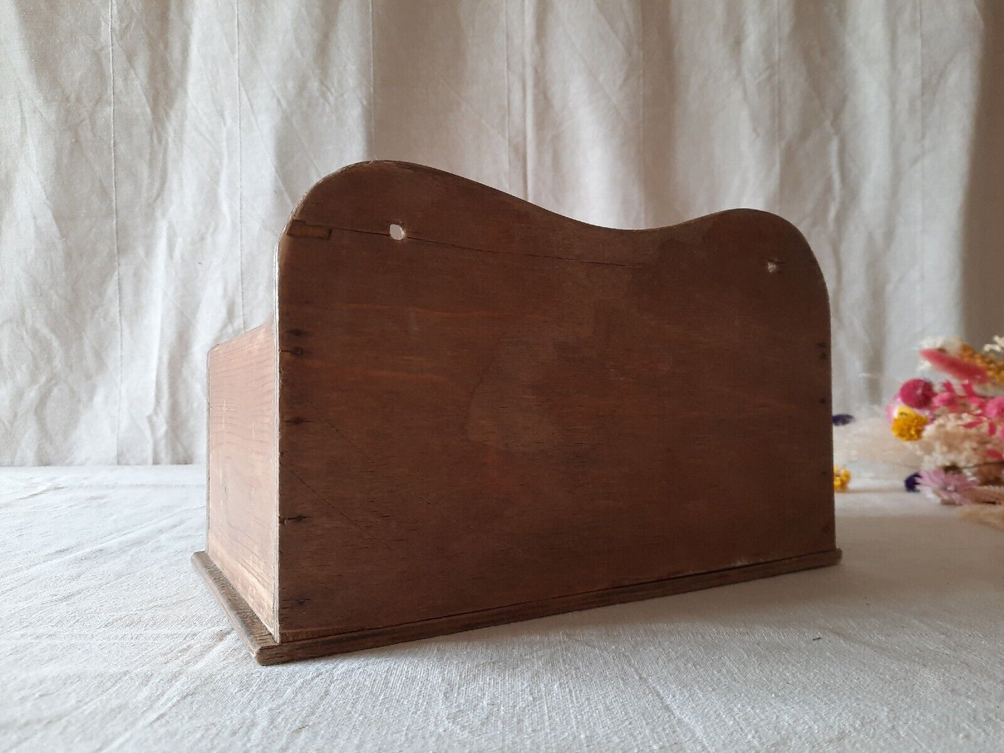 Antique Vintage Oak Candle / Salt Box wall sconce keys rare original old shelf!!