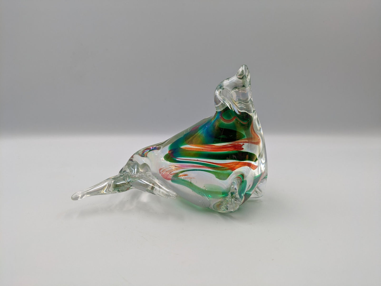 Murano Multi Colour Iridescent Art Glass Seal Paperweight Seal figure ornament