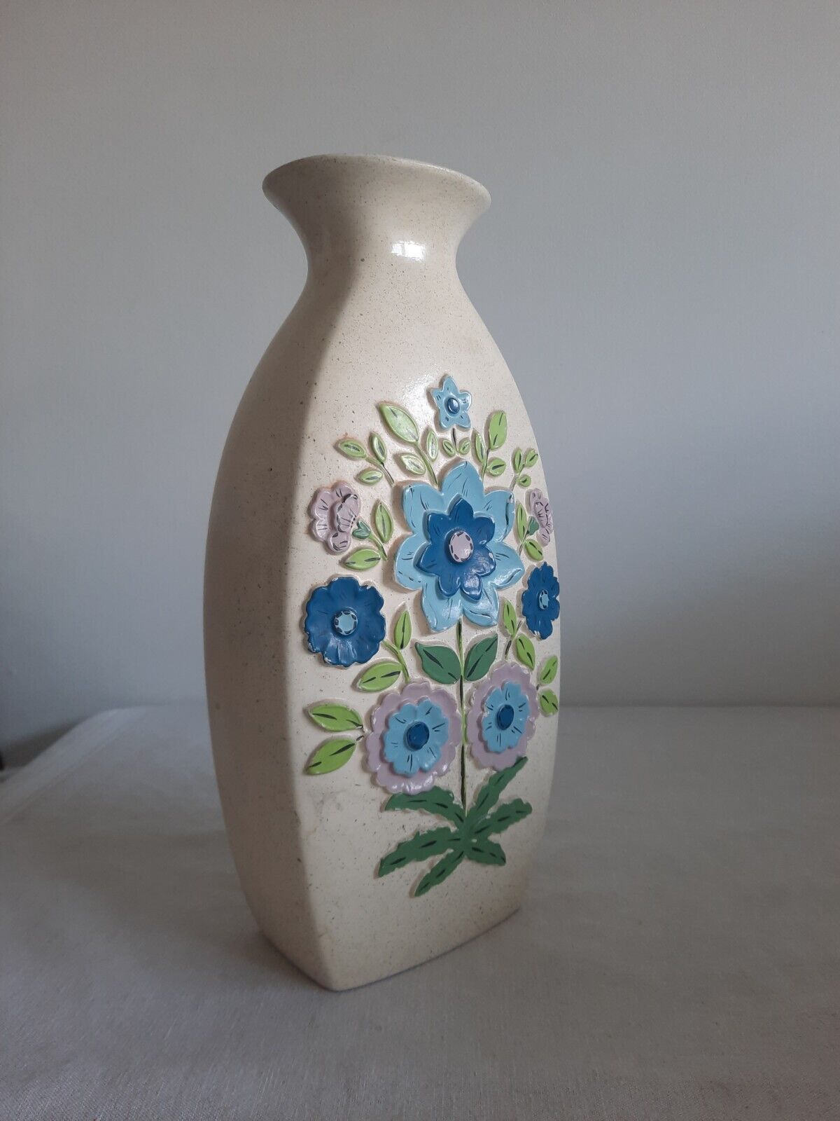 Vintage Floral Vase Old Brentleigh Ware Floret Vase Retro Boho Slab XL Mantle