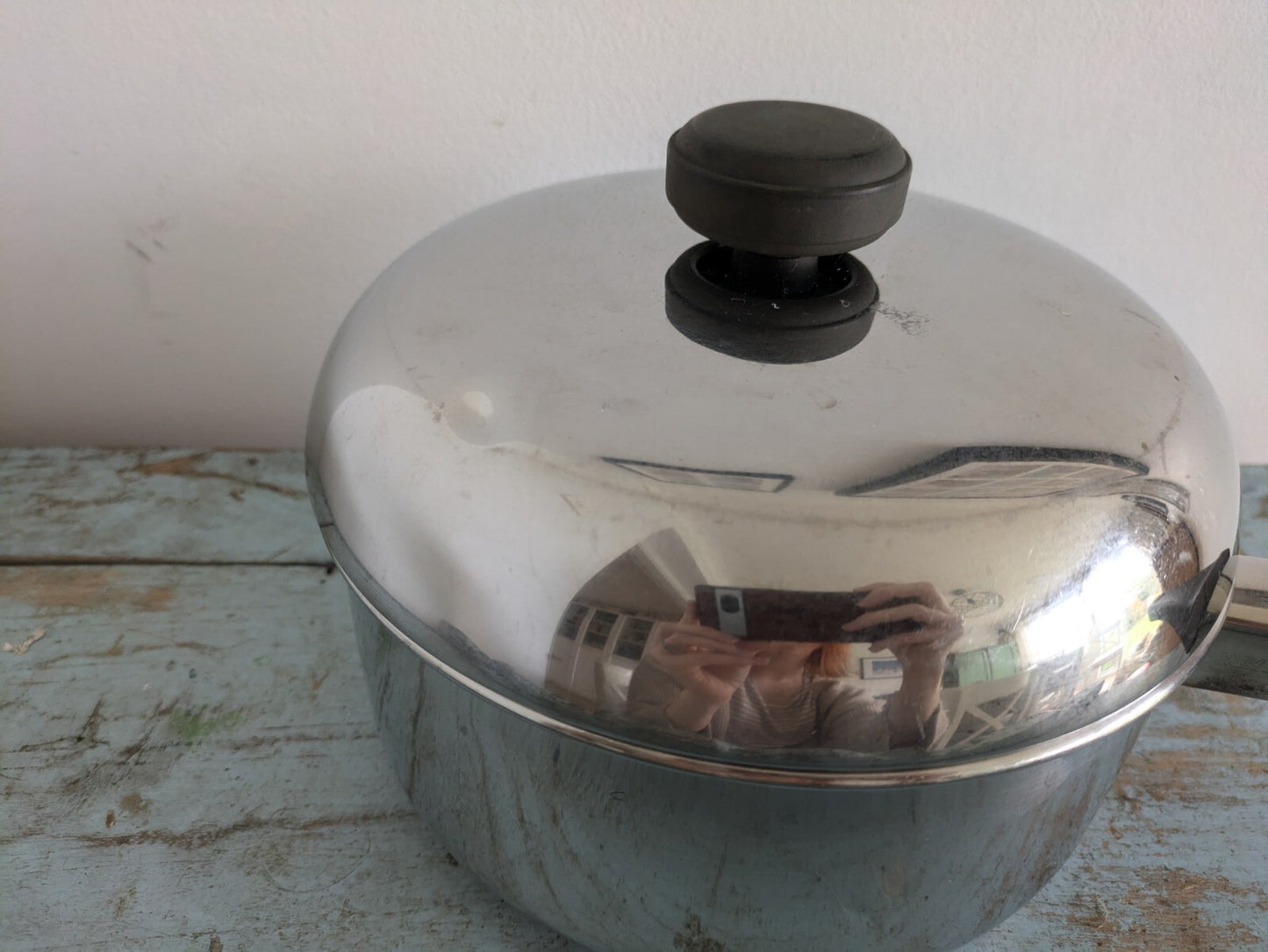 Vintage Retro Meyer Stainless Steel Cookware Stock Pot Saucepan w/lid Prop Old