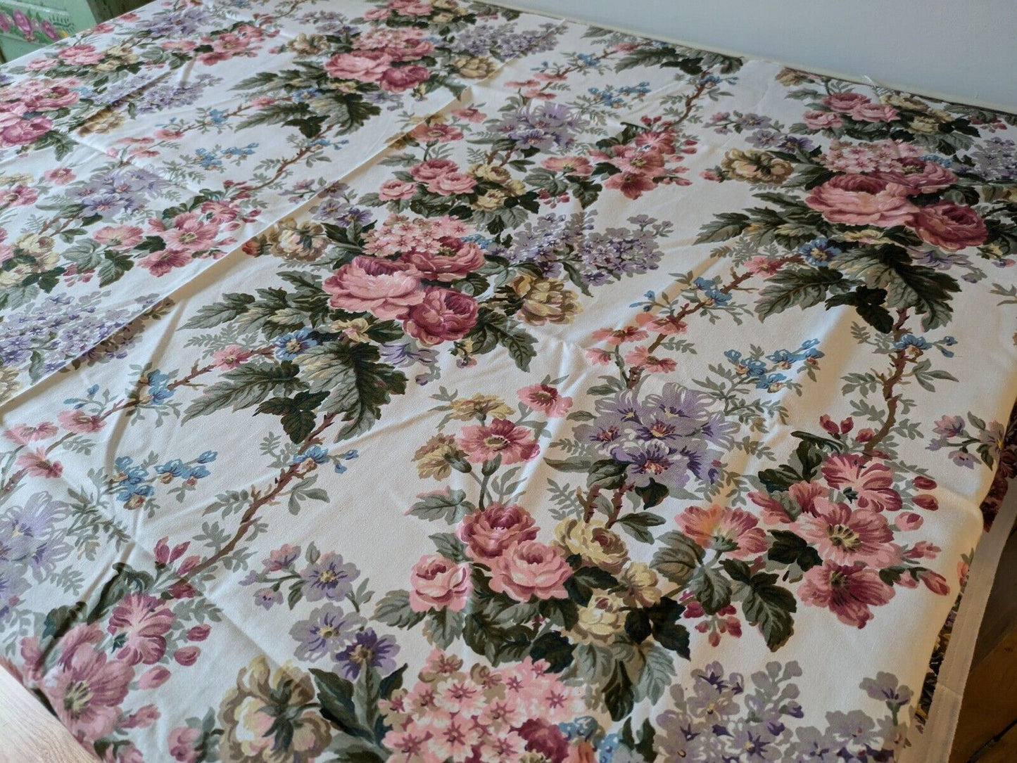 Cotton Fabric 1 METER Sanderson Cabbage Rose Floral Shabby Chic Interiors New