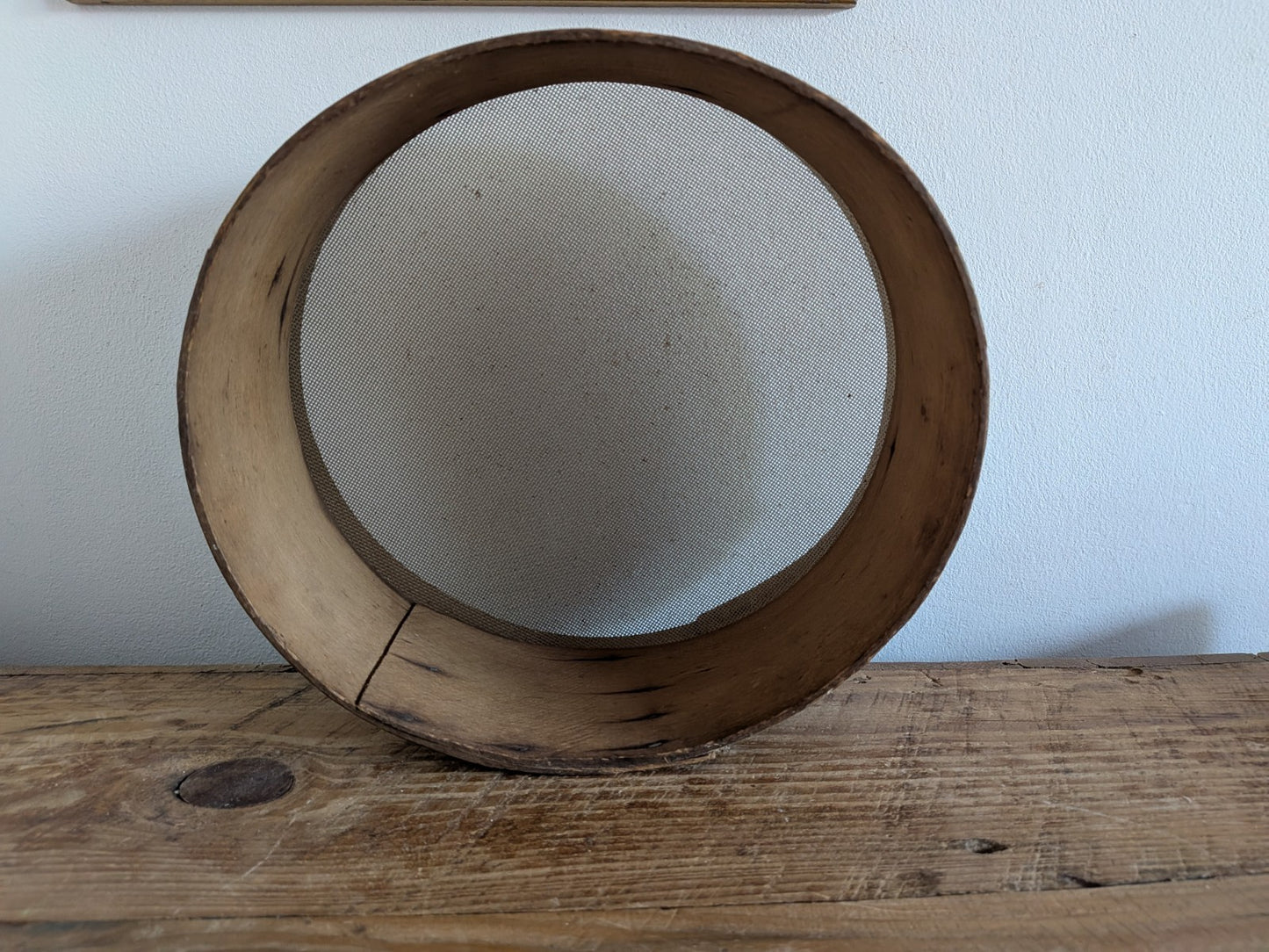 Vintage Small Wooden Rustic Bentwood Farmhouse Sieve / Sifter Grain Flour Mesh