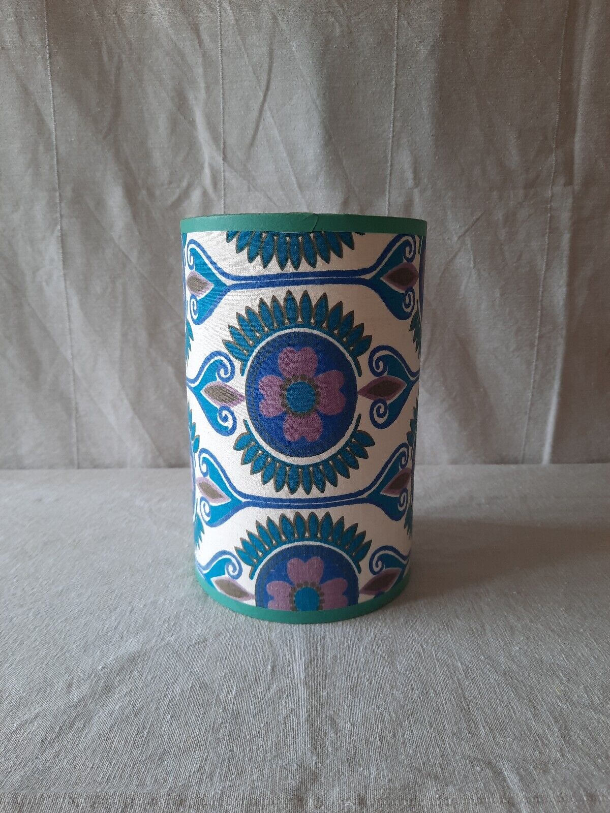 Lampshade Vtg retro Green Blue Pattern pendant shade 60s 70s light Lamp Flower
