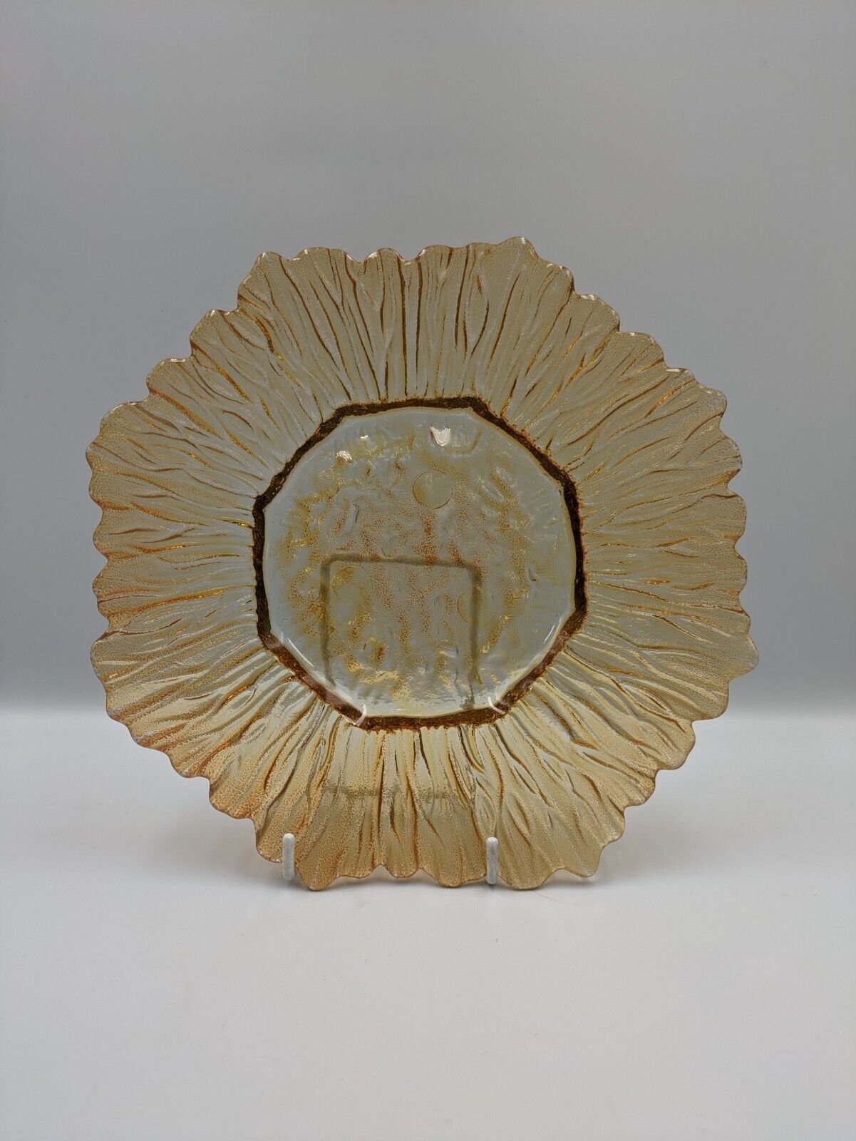 Vintage Anchor Hocking Style Sunflower Salad Plate in Amber Glass Retro Vgc Rare